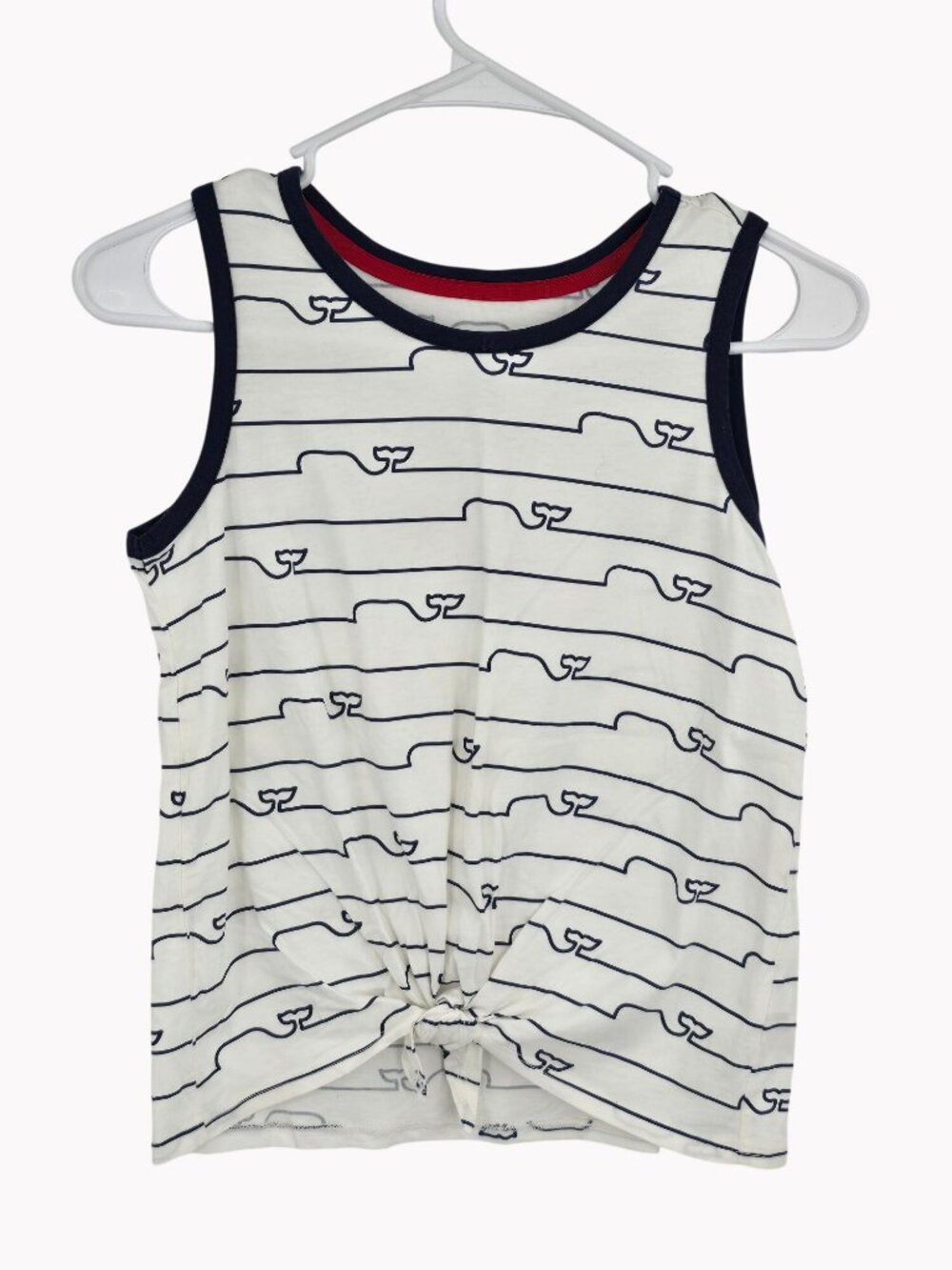 Vineyard Vines for Target Kids L 10/12 Navy White Whale Stripe Tank Knotted Hem